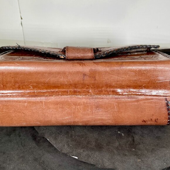 Rare, Vintage Hand Tooled, Medium, Fully Reversible, Mexican Leather Purse , - Picture 10 of 14